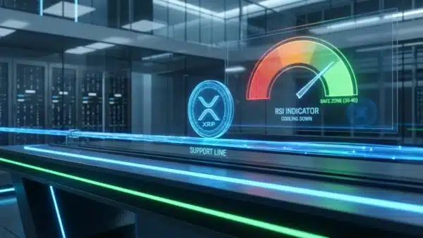 Illustration d'une consolidation boursière parfaite et d'un refroidissement de l'indicateur RSI pour la crypto XRP.
