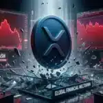 Illustration du jeton XRP s'écrasant violemment sur les marchés boursiers de la crypto.