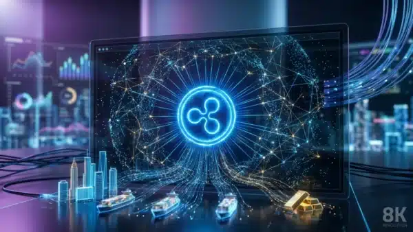 Illustration du réseau Ripple et du jeton XRP connectant des millions de portefeuilles grâce à la tokénisation des RWA.