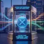 Illustration conceptuelle de la sécurisation du jeton wXRP dans des coffres-forts institutionnels gérés par Doppler Finance et Hex Trust.