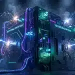 Coffre-fort numérique sécurisé par des robots illustrant le plan de recouvrement Aave et la résilience du secteur DeFi.