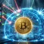 Photographie cinématique d'un Bitcoin protégé par un bouclier numérique face à un ordinateur quantique, symbolisant la sécurité de la crypto.