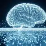 Photographie cinématique d'un cerveau numérique lumineux formé de nœuds interconnectés, symbolisant l'intelligence artificielle décentralisée du réseau Bittensor.