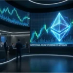 Graphique financier montrant les flux entrants sur les ETF Ethereum
