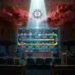 Photographie cinématique d'un tribunal américain jugeant le marché de prédiction, symbolisant l'action de la CFTC.