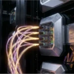 Câbles en fibre optique symbolisant l'infrastructure de trading haute fréquence sur le réseau Solana | Analyse du cours du Solana à 86.71 $.