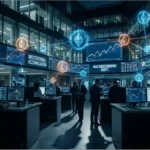 Salle de trading montrant l'accumulation institutionnelle d'Ethereum et des graphiques de prix ETH