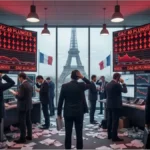 Graphique boursier affichant une tendance baissière rouge