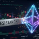 Graphique du cours Ethereum face à une résistance technique