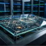 Interface numérique futuriste représentant les flux de données et l'infrastructure du réseau Hyperliquid