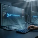 Interface numérique de trading affichant des données financières et le carnet d'ordres de Hyperliquid