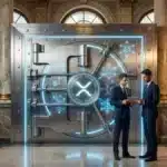 Coffre-fort de banque italienne avec interface technologique Ripple Custody et experts financiers