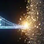 Illustration allégorique du réseau Pi Network construisant ses Smart Contracts sous la menace constante d'une cascade d'inflation de jetons.