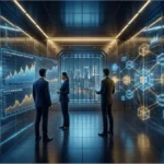 Une banque moderne à Singapour intégrant des transactions en stablecoin USDC et l'adoption crypto