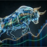 Représentation abstraite du marché boursier et de la hausse de l'indice S&P 500