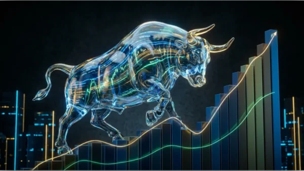 Représentation abstraite du marché boursier et de la hausse de l'indice S&P 500