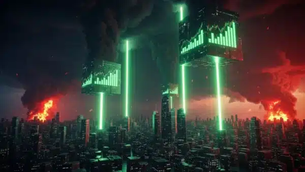 Illustration allégorique spectaculaire de geysers de lumière fracassant un labyrinthe de verre, symbolisant l'ascension fulgurante du SP500.