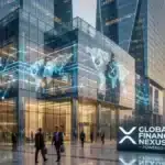 Siège institutionnel moderne à Dubaï symbolisant l'adoption de la technologie blockchain par les banques du Moyen-Orient.