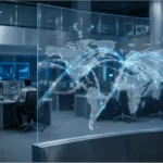 Représentation abstraite des flux de capitaux institutionnels et de la technologie Ripple sur les marchés financiers