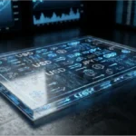 Interface de trading futuriste illustrant les volumes d'échanges du XRP Perpétuel