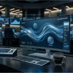 Écrans de trading affichant des données financières liées à la liquidité institutionnelle des cryptomonnaies.