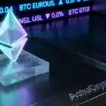 Illustration du cours Ethereum testant un niveau de support critique sur un écran de trading