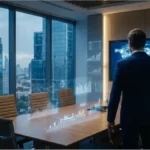 Un analyste financier observe des graphiques de prix du XRP dans un bureau moderne