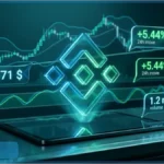 Graphique boursier illustrant la hausse de la crypto de Binance à 671 dollars avec une progression de 5,44 pourcents