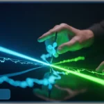 Deux analystes examinant les graphiques de la crypto de Ripple (XRP) qui se trouve sur un support critique, avec le logo XRP au centre.