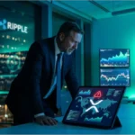 Représentation d'une alerte de sécurité pour une arnaque crypto sur le XRP Ledger avec le logo Ripple