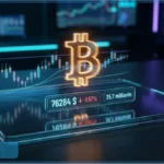 Graphique d'analyse technique montrant le cours Bitcoin testant son support critique face à un marché crypto craintif.