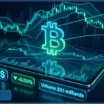 Graphique d'analyse technique montrant le cours Bitcoin testant son support crypto BTC face à une résistance majeure.