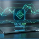 Graphique d'analyse technique montrant le prix du BNB face à sa résistance avec un volume en baisse sur le marché crypto.