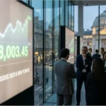 Graphique boursier affichant la hausse du CAC 40 sur un écran de trading