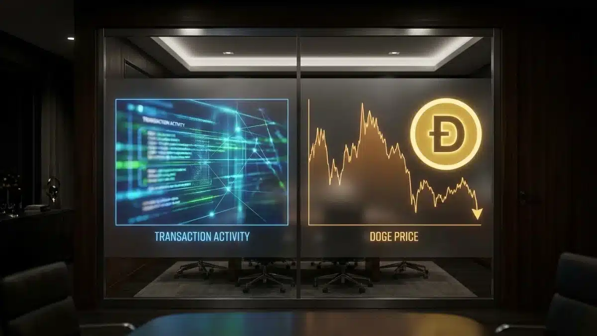 Contraste entre l'activité transactionnelle et le prix de la crypto DOGE