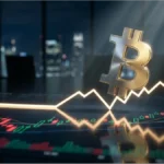 Un analyste observe le graphique du cours Bitcoin sur une tablette dans un bureau en béton