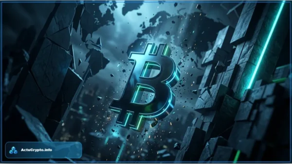 Trader observant la baisse du cours Bitcoin sur des écrans de trading