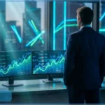 Trader observant les graphiques de la crypto de Ripple sur des écrans d'ordinateur