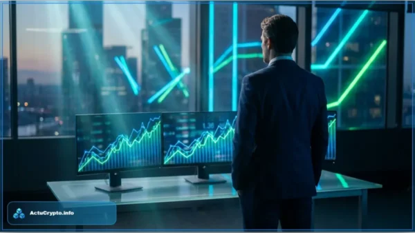 Trader observant les graphiques de la crypto de Ripple sur des écrans d'ordinateur
