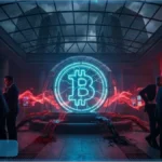 Écrans de trading affichant les flux des ETF Bitcoin en baisse.