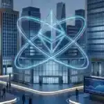 Bâtiment financier Global Institutional Exchange avec réseau numérique illustrant l'accumulation d'Ethereum