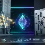 Illustration numérique montrant la croissance d'Ethereum avec BitMine et un coffre-fort numérique sécurisé