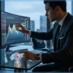 Trader professionnel analysant le graphique de la crypto Ethereum sur un écran d'ordinateur