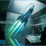 Illustration d'une fusée décollant, métaphore de la hausse du prix de la crypto Stellar (XLM) dans un environnement technologique.