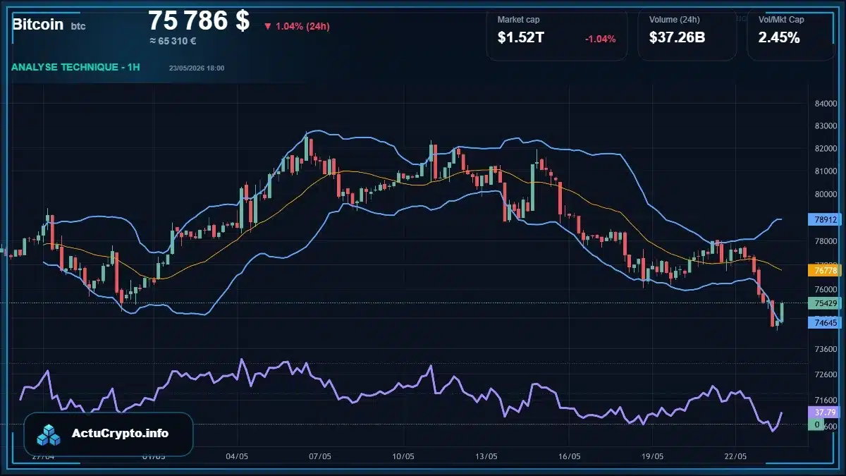 Graphique du cours Bitcoin Analyse technique du cours Bitcoin avec données de marché récentes