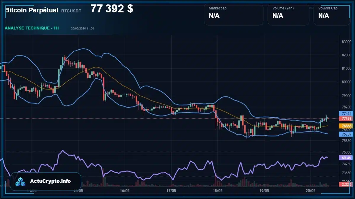 Graphique du cours Bitcoin Perpétuel Analyse technique du cours Bitcoin Perpétuel avec données de marché récentes