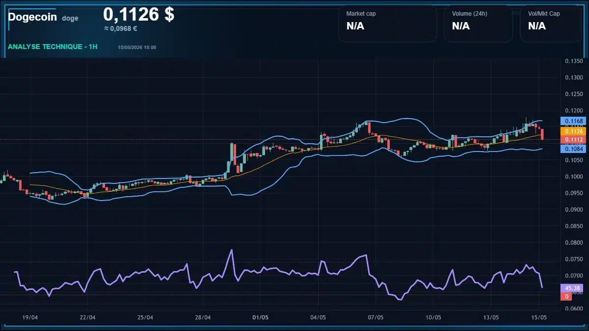 Graphique du cours Dogecoin Analyse technique du cours Dogecoin avec données de marché récentes