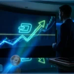 Graphique de prix de la crypto DASH affichant une flèche verte ascendante vers la résistance des 48 dollars