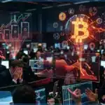 Illustration réaliste du marché crypto sous pression avec Bitcoin dominant les altcoins dans un contexte macroéconomique tendu