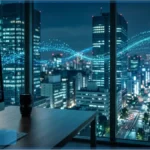 Illustration de l'alliance stratégique entre Ripple et le Japon, montrant des flux de données financiers à Tokyo.
